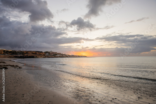 empthy beach sun rise sunset in canary islands fuerteventura 