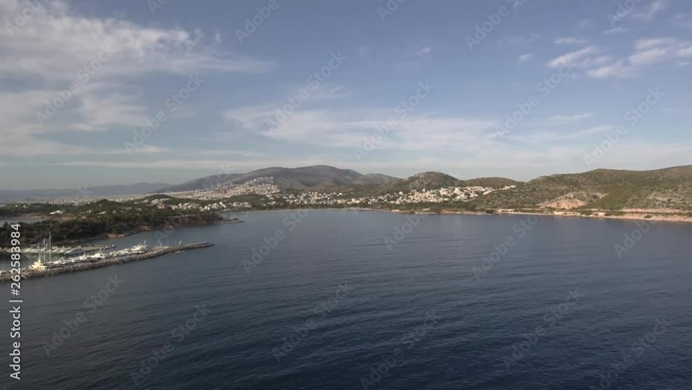 Aerial view of Kavouri area. Flying above the sea in Attica Greece. Aerial view of Kavouri area. Flying above the sea in Attica Greece.