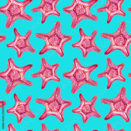 Seamless pattern with starfish.