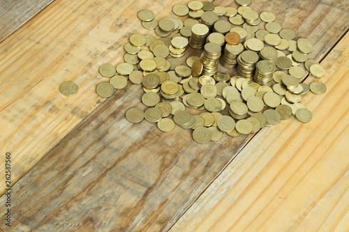 Canvastavla Coin turkish liras on dirty wooden background