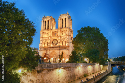 Notre Dame de Paris at evening.