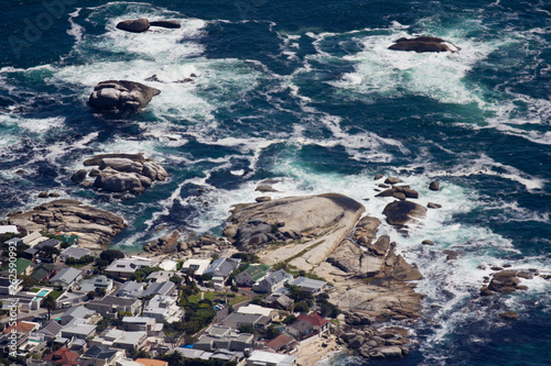 Aerial view of Cape town South Africa from a helicopter. Panorama Cape Town South Africa from birds eye view on a sunny day.