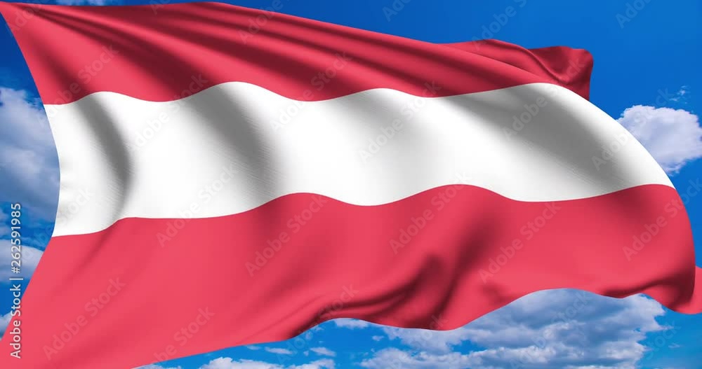 flag of Austria against a cloudy sky (alpha channel, loopable) flag of Austria against a cloudy sky (alpha channel, loopable)