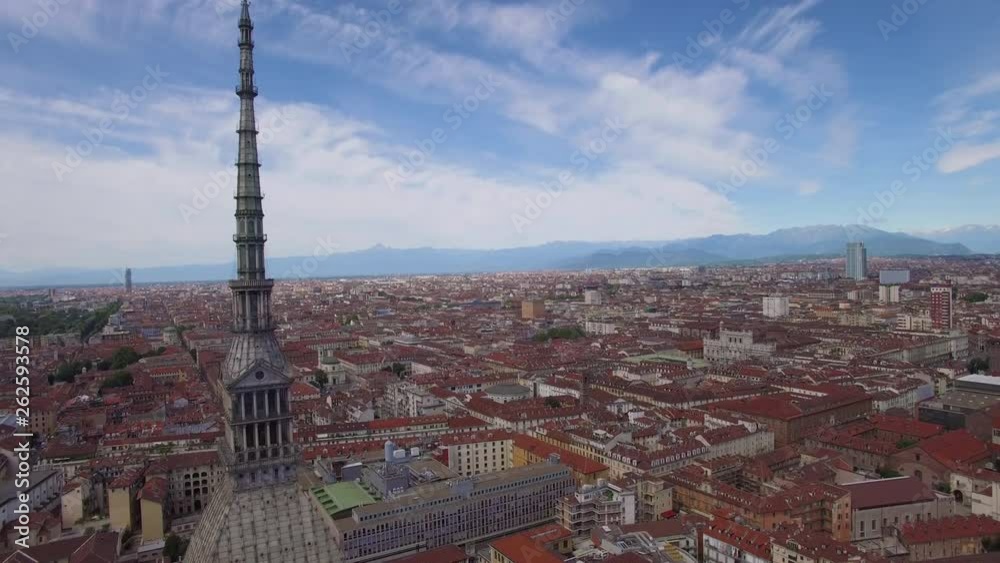 25P descending shot of Mole Antonelliana Turin Torino 25P descending shot of Mole Antonelliana Turin Torino
