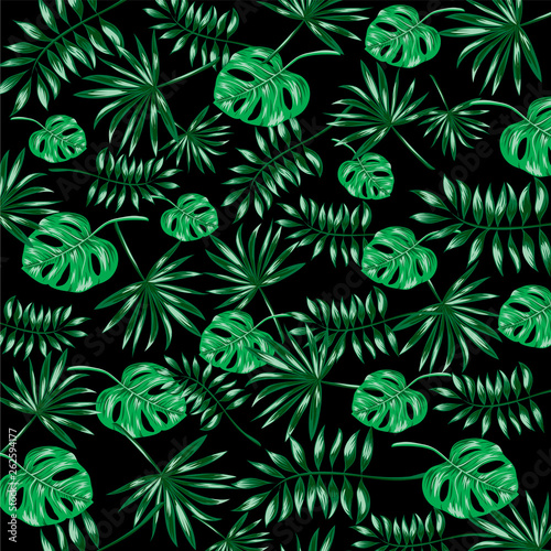 Jungle leaves vector pattern