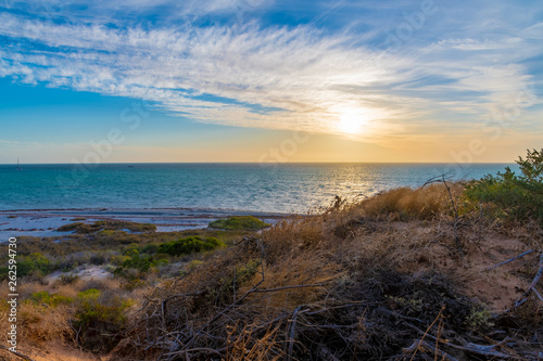 Coastal dune landscape in Shark Bay Western Australia during sunset