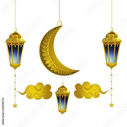 hanging lamp moon and clouds