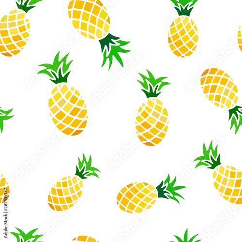 Seamless summer pattern with hand drawn pineapples.