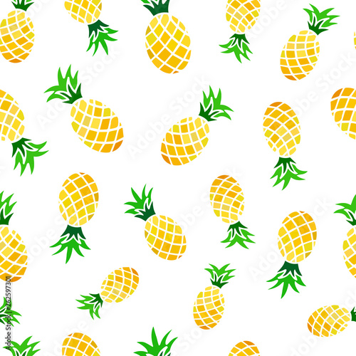 Cute summer seamless pattern with hand drawn pineapples