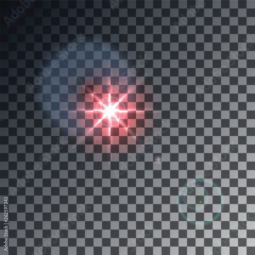 Realistic Red Lens Flare. Vector Illustrator