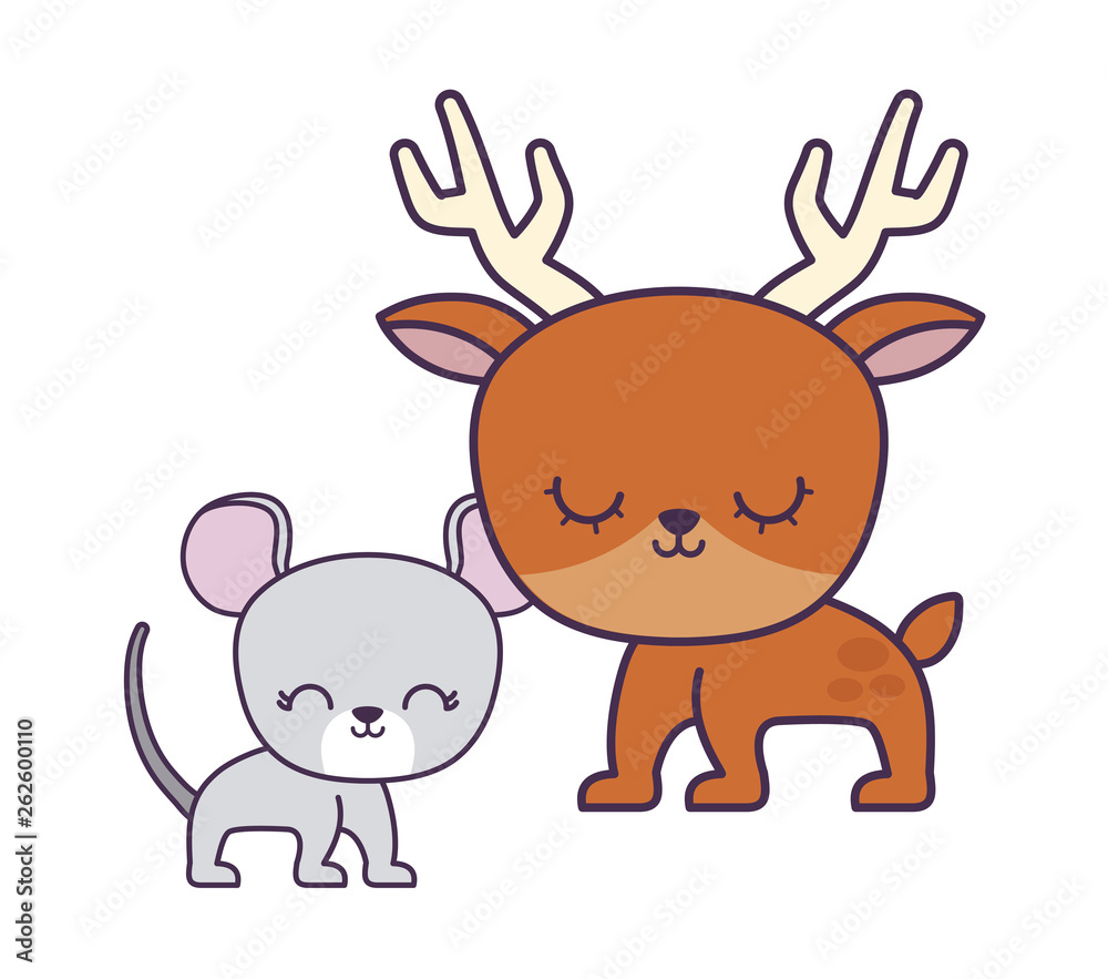 cute mouse with reindeer animals cute mouse with reindeer animals