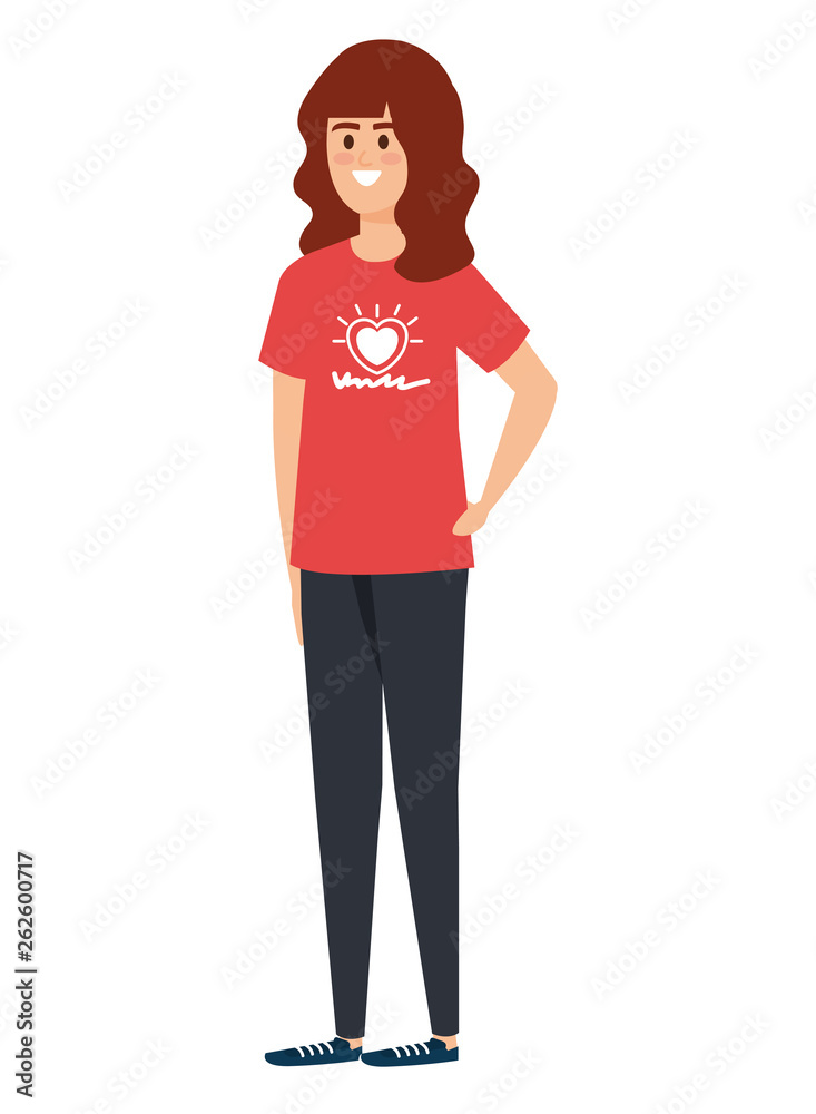 young woman volunteer character