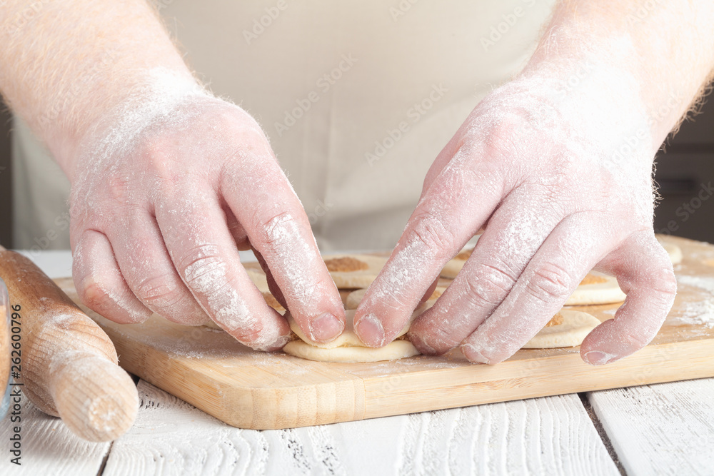 cookies, Production of flour products. Hands close-up
