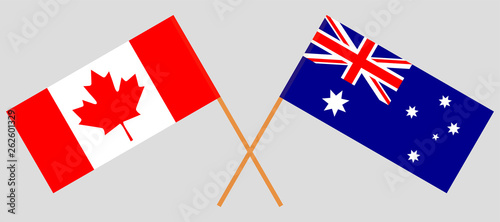 Australia and Canada. The Australian and Canadian flags. Official colors. Correct proportion. Vector
