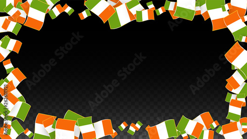 Vector Irish National Background. Saint Patrick Day Poster for Pub Party. 17 March Symbol Illustration.  Flag of Ireland. Eire Banner about Tourism. Eire Island. Celtic Flag. Tourist Dublin Post Card.