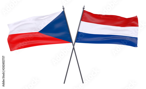 Free Download Czech Republic and Netherlands, two crossed flags isolated on white background. 3d image - GFXLoad