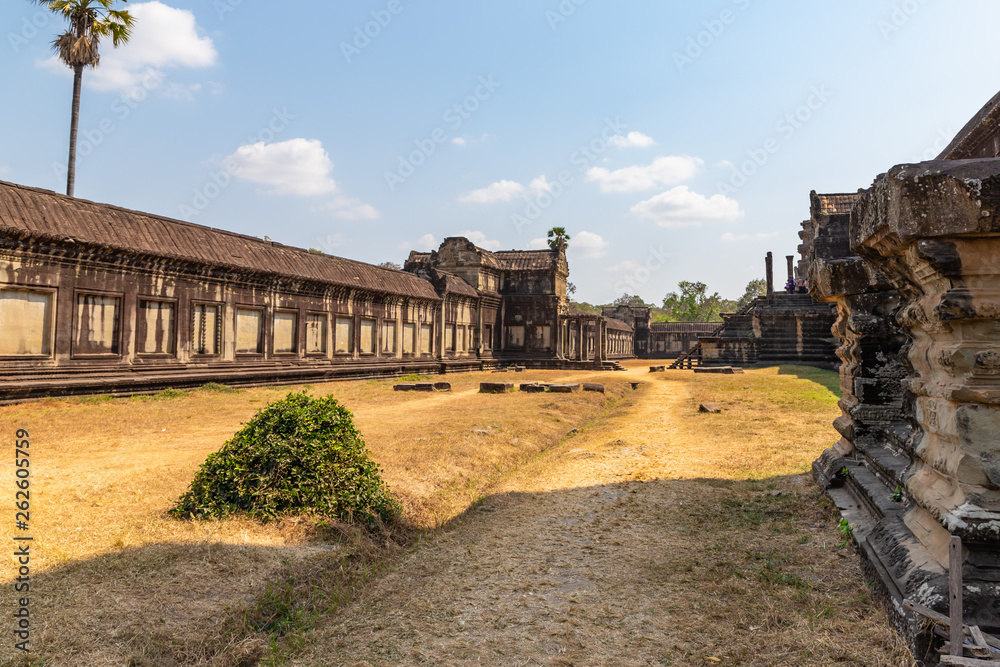 Buildings on territory of ancient temple complex Angkor Wat, Siem Reap, Cambodia