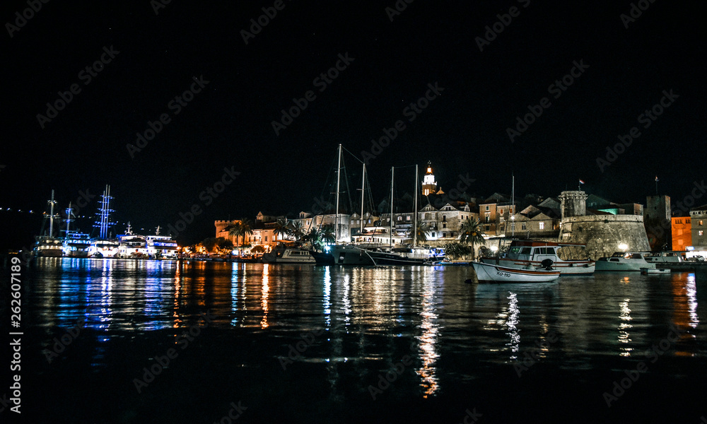 Harbor in Korcula Old Town on Korcula Island Along the Dalmatian Coast of Croatia