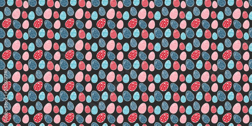 Easter background with cute hand drawn eggs. Vector