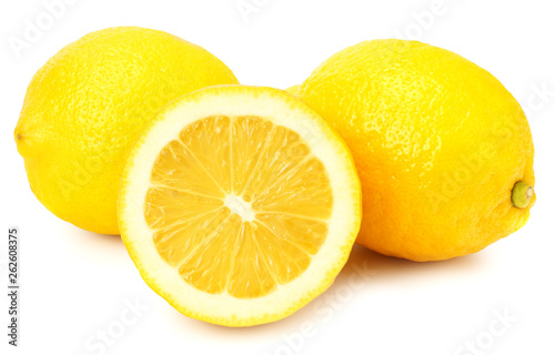 lemon with slices isolated on white background. healthy food