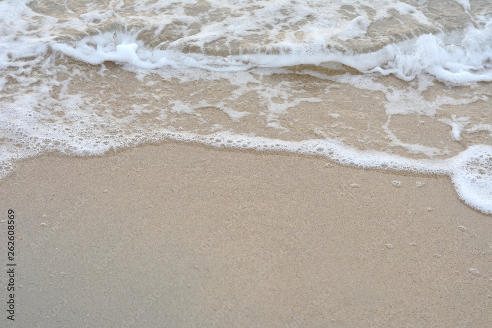 Beautiful soft waves of Blue Ocean with Sandy Beach Background close up. Sea sand wallpaper Beautiful soft waves of Blue Ocean with Sandy Beach Background close up. Sea sand wallpaper