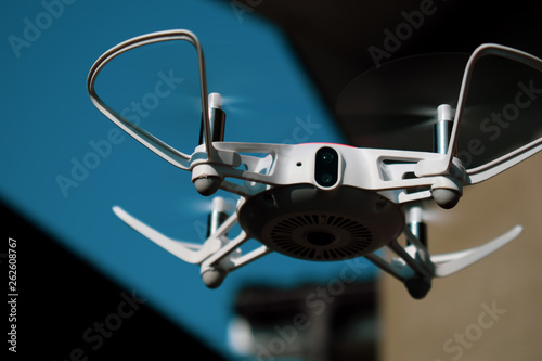 Quadcopter drone in flight