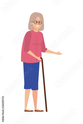 old woman with cane character
