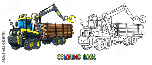 Funny harvester car with eyes coloring book