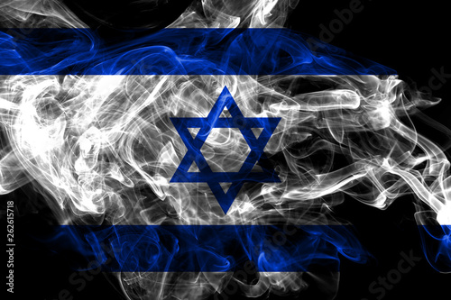 Israel smoke flag isolated on black background
