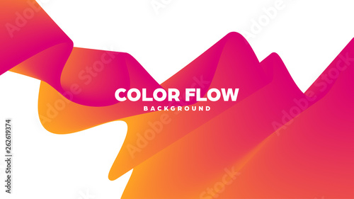 Abstract trendy geometric background with liquid gradient. Colorful dynamic curve wave. Modern motion banner. Vector illustration.