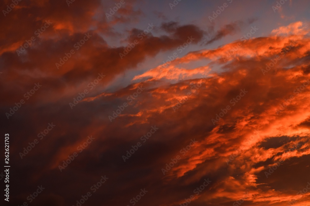 Red crimson sunset sky orange,  cloud.