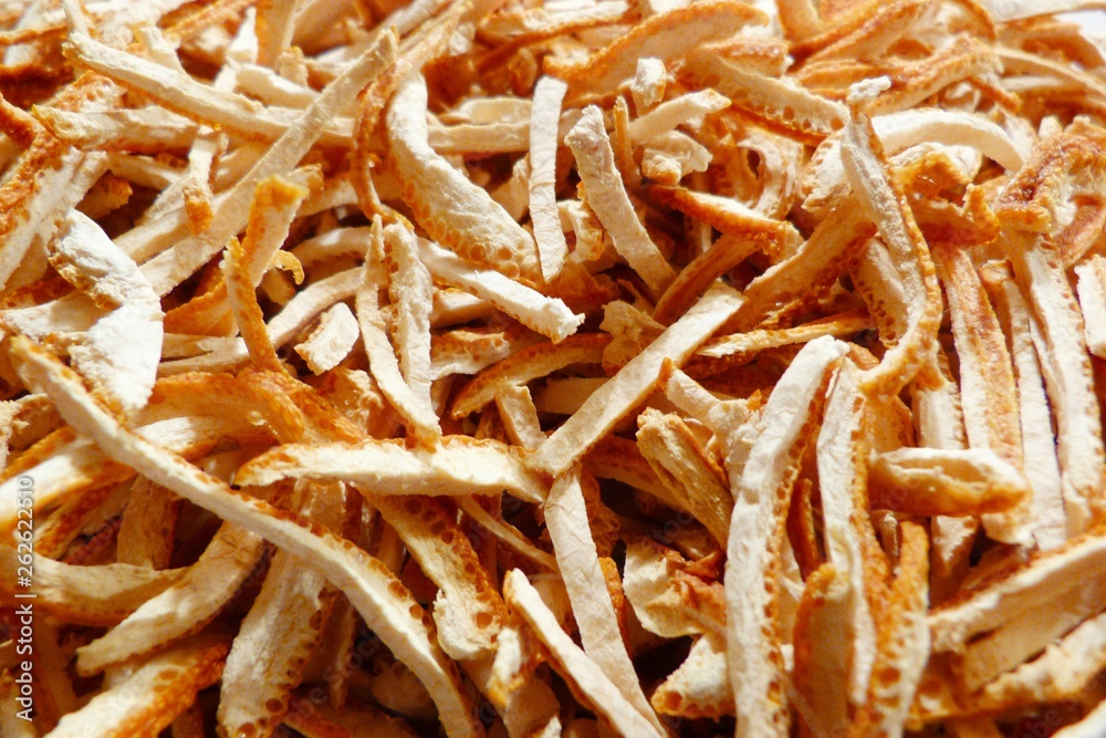 dried orange peel peel medicinal raw materials flavored candied fruit texture close-up background