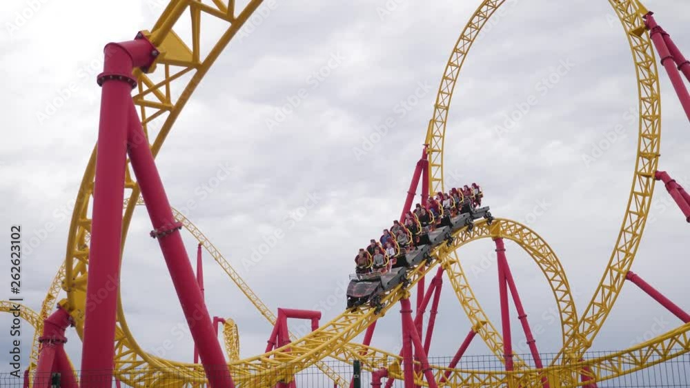 Roller Coaster in funny amusement park.