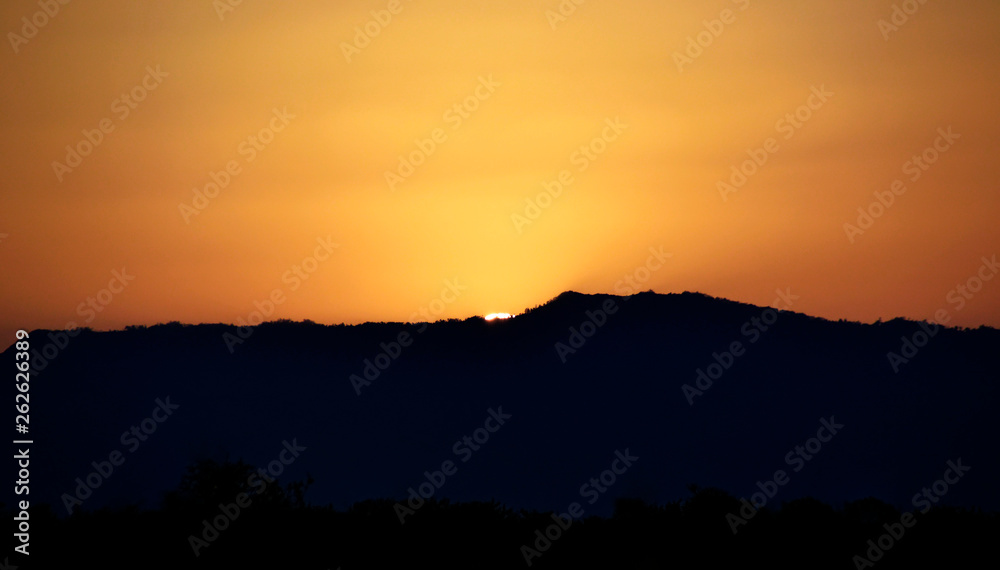 Sunset behind the mountain of Kenya, Africa