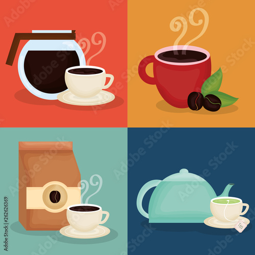 delicious coffee and tea time icons