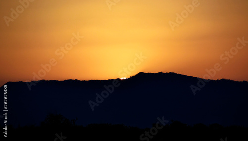 Sunset behind the mountain of Kenya, Africa