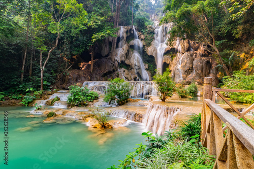 Tad Kwang Si Waterfall in summer, Located in Luang Prabang Province, Laos photo