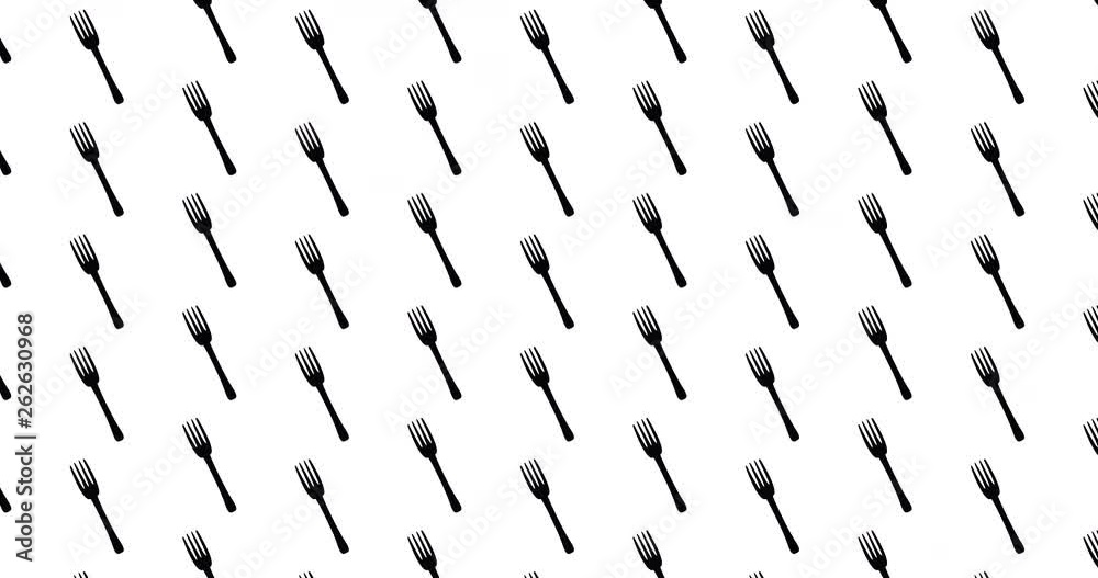 Fork icons background clip motion backdrop video in a seamless repeating loop.  Food restaurant & kitchen themed forks pattern background high definition motion video clip