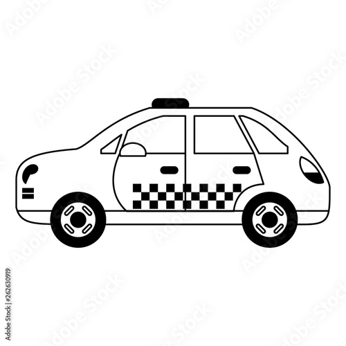 Taxi cab vehicle isolated black and white