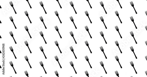 Fork icons background clip motion backdrop video in a seamless repeating loop.  Food restaurant & kitchen themed forks pattern background high definition motion video clip