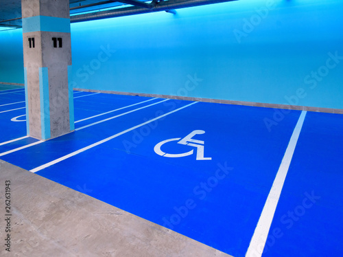 underground parking lot for disabled persons