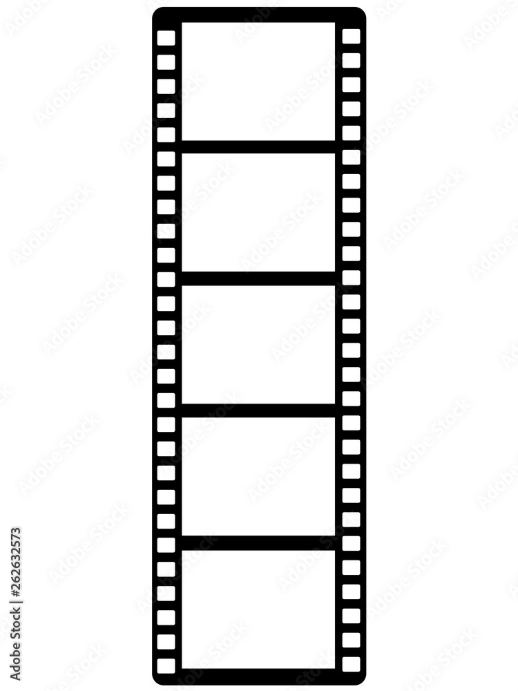 Film - photo frame. Cellulose film. Photo film - decor for registration of photos and storyboards. Film for the camera five frames. Vector picture