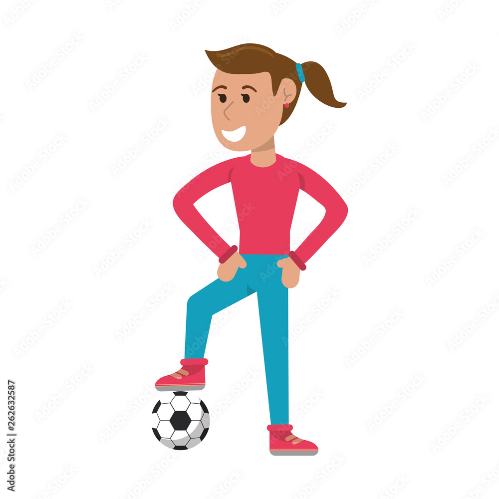 woman soccer player with ball