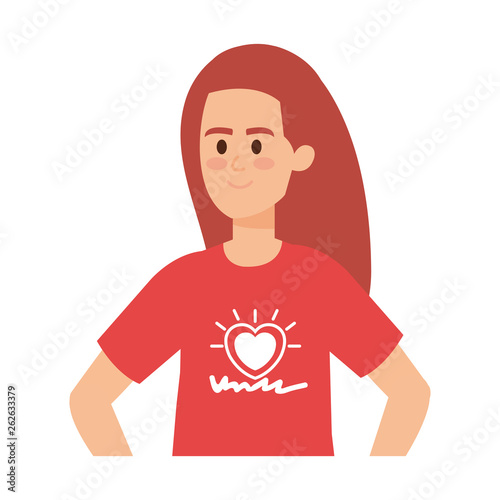 young woman volunteer character