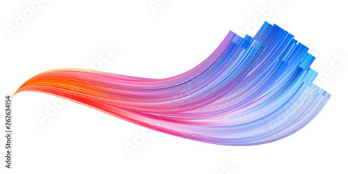 Colorful flow brush stroke. Ribbon isolated line.