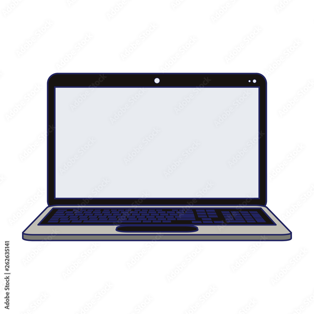 Laptop computer technology frontview blue lines Laptop computer technology frontview blue lines