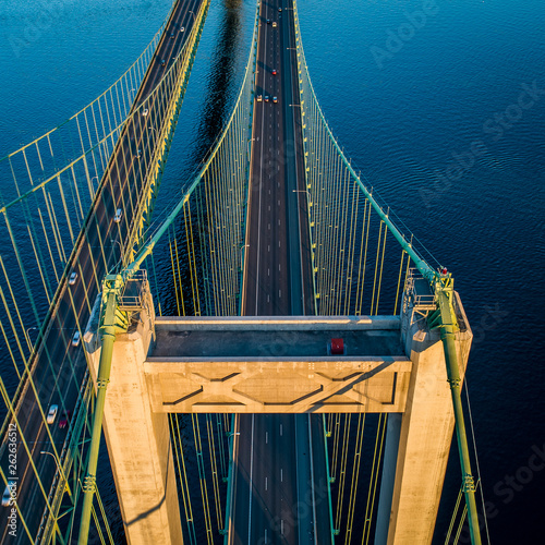 Aerial View Of The Tacoma Narrows Suspension Bridge