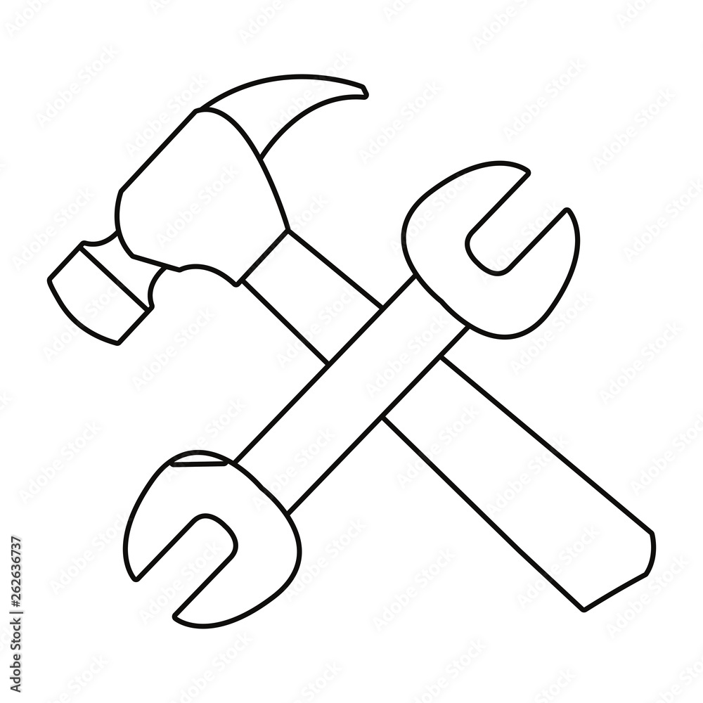 wrench and hammer gear tool icon wrench and hammer gear tool icon