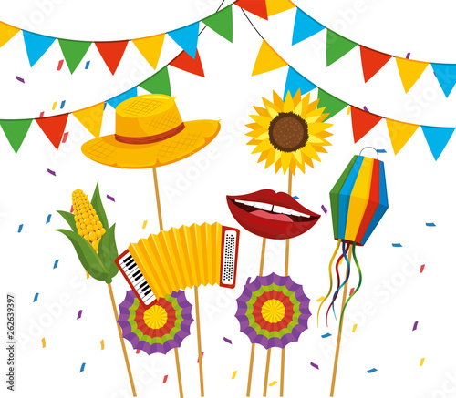 party banner with hat and flowers to festa junina