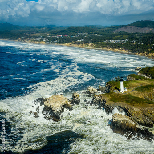 Yaquina Lighthouse Oregon Coast Aerial